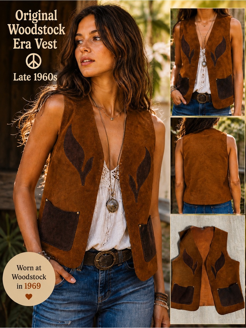🤎 Authentic Vintage Woodstock Era Suede & Leather Vest 🤎